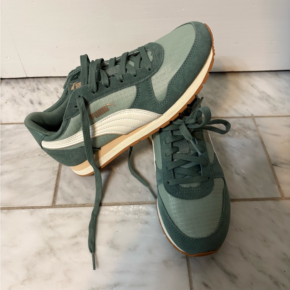 Puma Green and Cream SoftFoam Sneakers